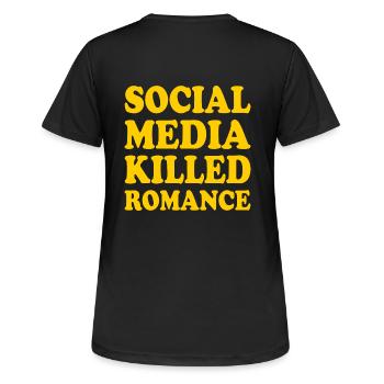 social media killed romance - Frauen T-Shirt atmungsaktiv - Schwarz - Hinten - AI Model Female 172 light (172cm)