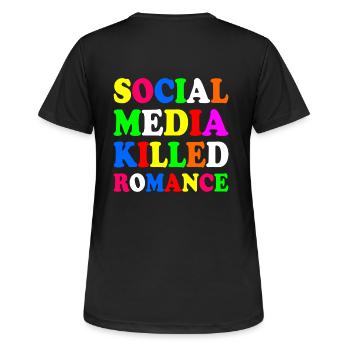 social media killed romance - Frauen T-Shirt atmungsaktiv - Schwarz - Hinten - AI Model Female 172 light (172cm)