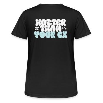 Hotter than your Ex - Frauen T-Shirt atmungsaktiv - Schwarz - Hinten - AI Model Female 172 light (172cm)