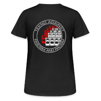 Tekno contre le fascisme et le racisme - T-shirt respirant Femme - noir - Dos - AI Model Female 172 light (172cm)