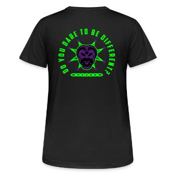 « Oserez-vous être différent?! - T-shirt respirant Femme - noir - Dos - AI Model Female 172 light (172cm)