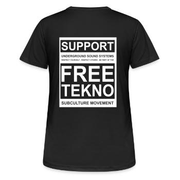 soutenir tekno gratuitement - T-shirt respirant Femme - noir - Dos - AI Model Female 172 light (172cm)