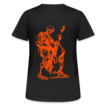 Contrabass Orangeman - Frauen T-Shirt atmungsaktiv - Schwarz - Hinten - AI Model Female 172 light (172cm)
