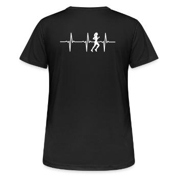 Heartbeat Running - Frauen T-Shirt atmungsaktiv - Schwarz - Hinten - AI Model Female 172 light (172cm)