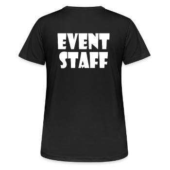 Event staff - Frauen T-Shirt atmungsaktiv - Schwarz - Hinten - AI Model Female 172 light (172cm)