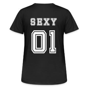 Sexy One - Frauen T-Shirt atmungsaktiv - Schwarz - Hinten - AI Model Female 172 light (172cm)
