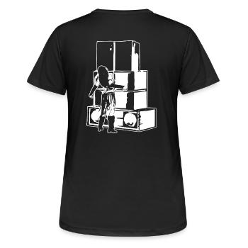 soundsystem girl tekno 23 - Frauen T-Shirt atmungsaktiv - Schwarz - Hinten - AI Model Female 172 light (172cm)