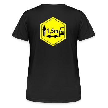 Safety distance 1.5 meters - Women's Breathable T-Shirt - black - Back - AI Model Female 172 light (172cm)