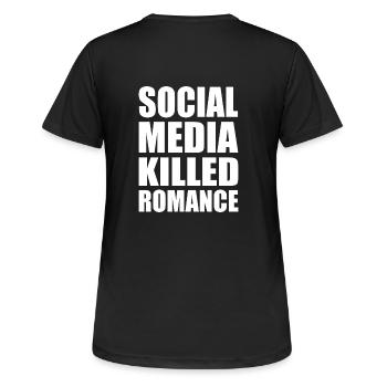 social media killed romance - Frauen T-Shirt atmungsaktiv - Schwarz - Hinten - AI Model Female 172 light (172cm)