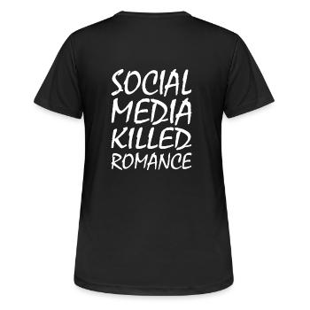 social media killed romance - Frauen T-Shirt atmungsaktiv - Schwarz - Hinten - AI Model Female 172 light (172cm)