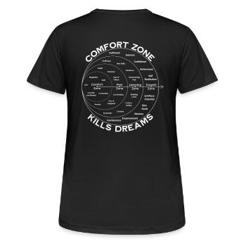 Comfort Zone Kills Dreams Motivational Saying - Women's Breathable T-Shirt - black - Back - AI Model Female 172 light (172cm)