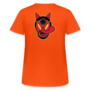 Tengukuroeil - Frauen T-Shirt atmungsaktiv - Neonorange - Hinten - AI Model Female 172 dark (172cm)