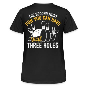 Fun With Three Holes Funny Bowling - Frauen T-Shirt atmungsaktiv - Schwarz - Hinten - AI Model Female 172 light (172cm)