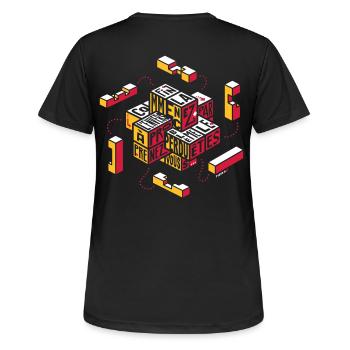 Casse-tête typographique - T-shirt respirant Femme - noir - Dos - AI Model Female 172 light (172cm)