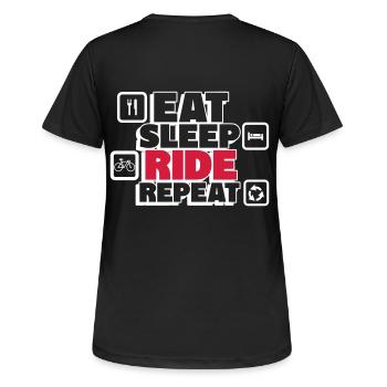 Eating, sleeping, cycling, repeating - Women's Breathable T-Shirt - black - Back - AI Model Female 172 light (172cm)