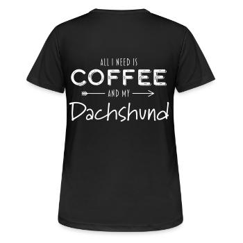 Dachshund Dachshund Coffee Lifestyle - T-shirt respirant Femme - noir - Dos - AI Model Female 172 light (172cm)