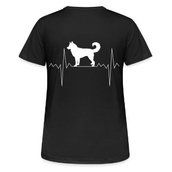 Herzschlag Herzfrequenz Husky - Frauen T-Shirt atmungsaktiv - Schwarz - Hinten - AI Model Female 172 light (172cm)