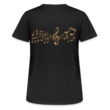 Melodie Musik Noten - Frauen T-Shirt atmungsaktiv - Schwarz - Hinten - AI Model Female 172 light (172cm)