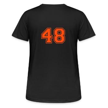 48 - Frauen T-Shirt atmungsaktiv - Schwarz - Hinten - AI Model Female 172 light (172cm)