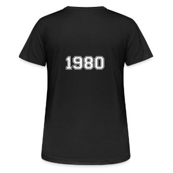 1980 - Frauen T-Shirt atmungsaktiv - Schwarz - Hinten - AI Model Female 172 light (172cm)