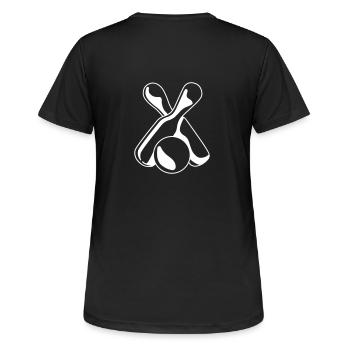 gekreuzte Kegel - Frauen T-Shirt atmungsaktiv - Schwarz - Hinten - AI Model Female 172 light (172cm)