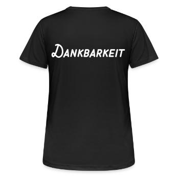 Dankbarkeit - Frauen T-Shirt atmungsaktiv - Schwarz - Hinten - AI Model Female 172 light (172cm)