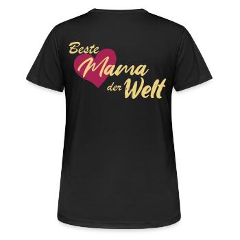 Beste Mama der Welt - Frauen T-Shirt atmungsaktiv - Schwarz - Hinten - AI Model Female 172 light (172cm)