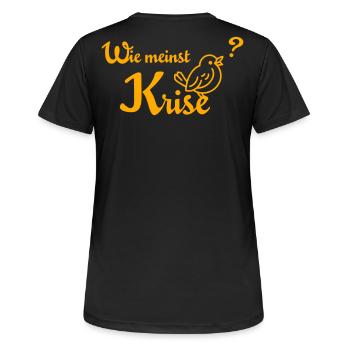 Wie meinst Krise, Spatzl? - gelb - Frauen T-Shirt atmungsaktiv - Schwarz - Hinten - AI Model Female 172 light (172cm)