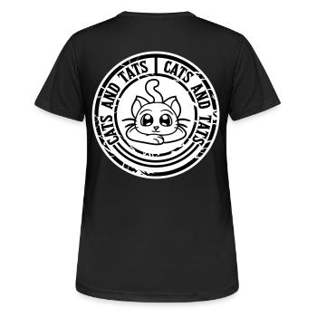cats and tats Zitat - Frauen T-Shirt atmungsaktiv - Schwarz - Hinten - AI Model Female 172 light (172cm)
