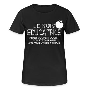 Je suis educatrice - T-shirt respirant Femme - noir - Devant - AI Model Female 172 light (172cm)