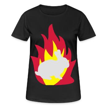 Hase im Feuer - Frauen T-Shirt atmungsaktiv - Schwarz - Vorne - AI Model Female 172 light (172cm)