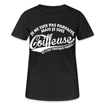 Parfaite Coiffeuse - T-shirt respirant Femme - noir - Devant - AI Model Female 172 light (172cm)