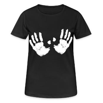 2 mains blanches couleur fantôme bobbs sein moi aussi - T-shirt respirant Femme - noir - Devant - AI Model Female 172 light (172cm)