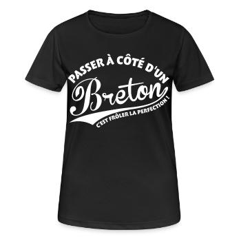 Breton Perfection - T-shirt respirant Femme - noir - Devant - AI Model Female 172 light (172cm)