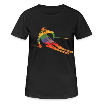Colored skiers of long sleeve shirts - Women's Breathable T-Shirt - black - Front - AI Model Female 172 light (172cm)
