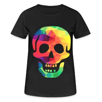 Bunter Totenkopf - Frauen T-Shirt atmungsaktiv - Schwarz - Vorne - AI Model Female 172 light (172cm)
