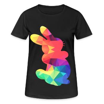 Buntes Häschen - Frauen T-Shirt atmungsaktiv - Schwarz - Vorne - AI Model Female 172 light (172cm)
