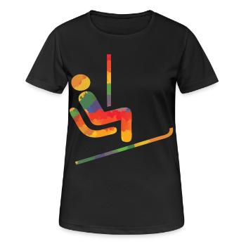 Farbiger Ski Läufer - Frauen T-Shirt atmungsaktiv - Schwarz - Vorne - AI Model Female 172 light (172cm)