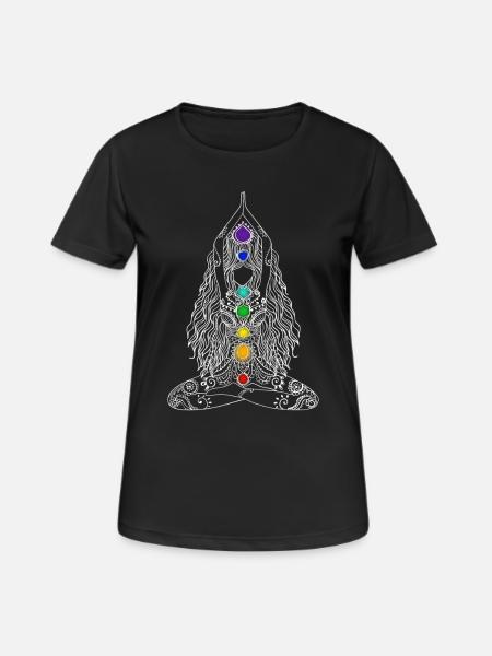 Yoga Chakra Energy Lotus Flower Buddha Tattoo Girl - Women's Breathable T-Shirt - black
