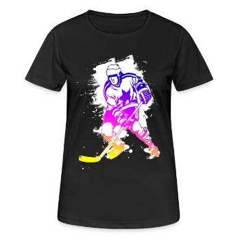 hockey rainbow spatter hockey player tor cool - Women's Breathable T-Shirt - black - Front - AI Model Female 172 light (172cm)
