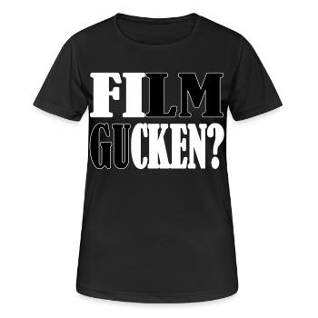 Film gucken? - Frauen T-Shirt atmungsaktiv - Schwarz - Vorne - AI Model Female 172 light (172cm)