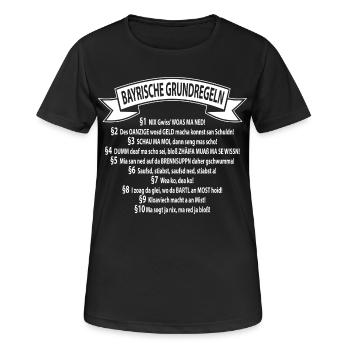 Bayrische Grundregeln - Frauen T-Shirt atmungsaktiv - Schwarz - Vorne - AI Model Female 172 light (172cm)