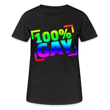 100 Gay / CSD - Frauen T-Shirt atmungsaktiv - Schwarz - Vorne - AI Model Female 172 light (172cm)
