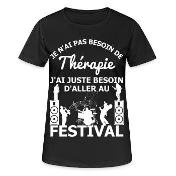 Thérapie Festival - T-shirt respirant Femme - noir - Devant - AI Model Female 172 light (172cm)