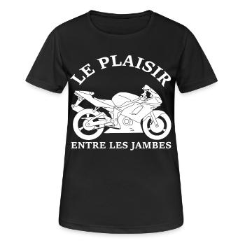 Le plaisir de la moto - T-shirt respirant Femme - noir - Devant - AI Model Female 172 light (172cm)