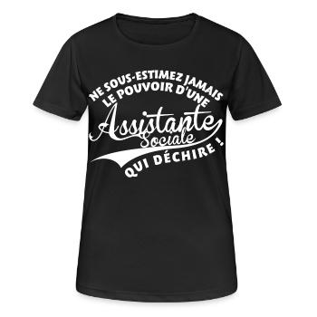 Assistante Sociale qui déchire - T-shirt respirant Femme - noir - Devant - AI Model Female 172 light (172cm)