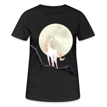 Einhorn vor Mond - Frauen T-Shirt atmungsaktiv - Schwarz - Vorne - AI Model Female 172 light (172cm)
