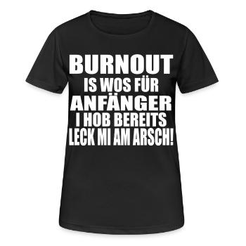 BURNOUT! LECK MI AM ARSCH - Frauen T-Shirt atmungsaktiv - Schwarz - Vorne - AI Model Female 172 light (172cm)