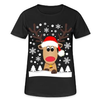 Rentier Schneeflocken Weihnachten Lustig - Frauen T-Shirt atmungsaktiv - Schwarz - Vorne - AI Model Female 172 light (172cm)