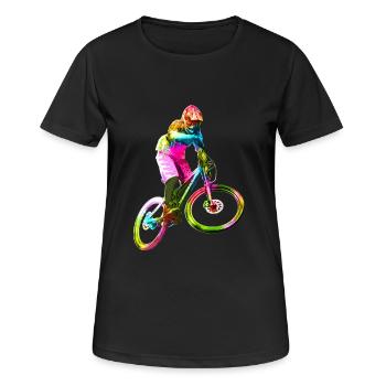 Bunter Downhiller - T-shirt respirant Femme - noir - Devant - AI Model Female 172 light (172cm)